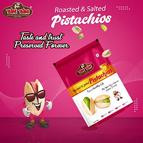 Image of YUM YUM Premium Californian Roasted & Salted Pistachios 250g Value Pack | Pista Dry Fruit, Shelled Nuts Crunchy & Delicious Healthy Snack | Fibers & Anti-oxidants, Low Cholesterol with Zero Trans Fat