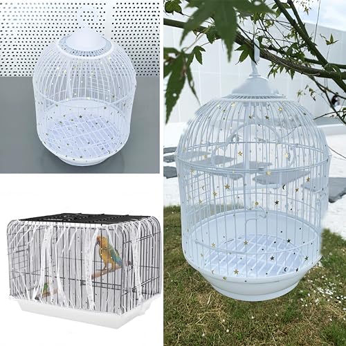 WizeFolk Vogelkäfigabdeckung mit Sternenmuster, universelle Vogelkäfigabdeckungen, runder und quadratischer Vogelkäfigrock, für Käfigumfang von 100-200 cm
