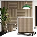 TRAIN2 ART 4 Pcs Wood Slat Acoustic Panels, 3D Fluted Wood Panel Sound Absorbing Panel for Wall and Ceiling, Decorative Sound Proof Panels (Walnut, 4pcs - 23.6 X 23.6 in)