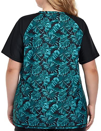 Inno Women's Plus Size 2 Piece Rash Guard Swimsuits Short Sleeve with Boyshorts UPF 50+ Surfing Swimwear 1X 2X 3X 4X 5X 6X4