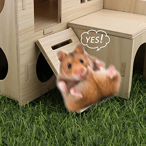Kcrygogo Tiny Hamster Maze Wood House Fun Slide House Double-Decker Hut For Dwarf Gerbil Mouse Mice Rat Small Animals thumb #8
