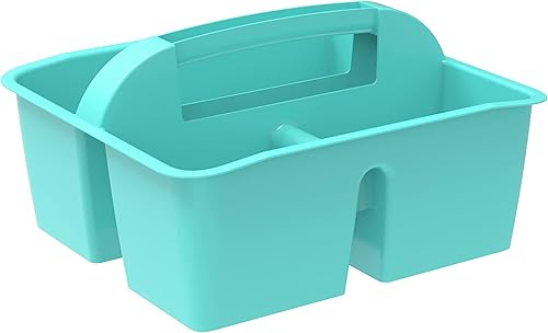 Storex Modern-Series - Organizador pequeño multiusos con asa, color verde azulado, paquete de 6 (01061U06C)