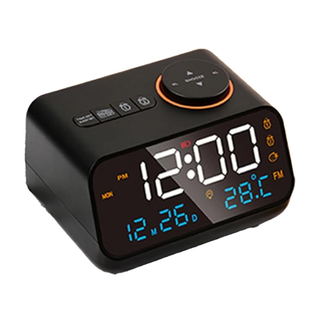 CTRLZS FM Radio Digital Table Calendar +Temperature Thermometer Humidity Hygrometer (B) 1Set
