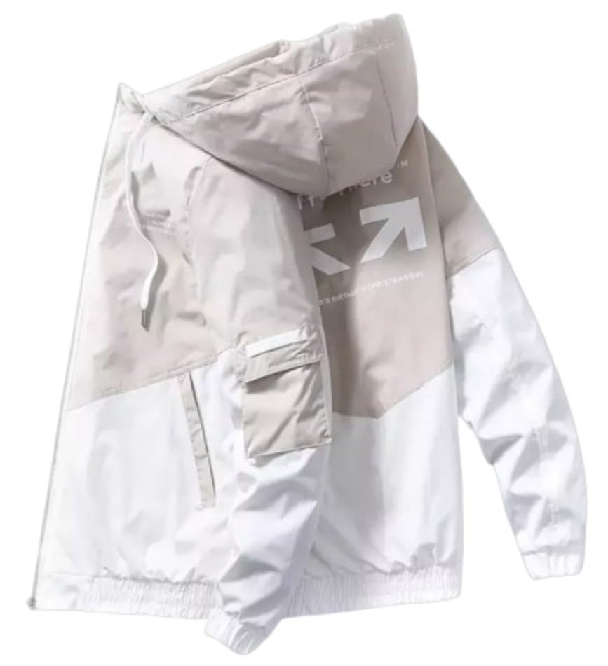 Mens Casual Hooded Windbreaker Jacket Lightweight Bomber Style Coat with Utility Pocket Stylish Outerwear for Daily, Travel and Sports Use