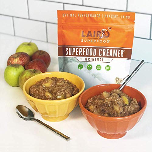 Image of Laird Superfood Coffee Creamer Sampler Pack | Non-Dairy | Organic | Gluten Free | Vegan | Paleo Diet Approved | Unsweetened, Original, Cacao and Turmeric- 8 Ounce (Pack of 4)