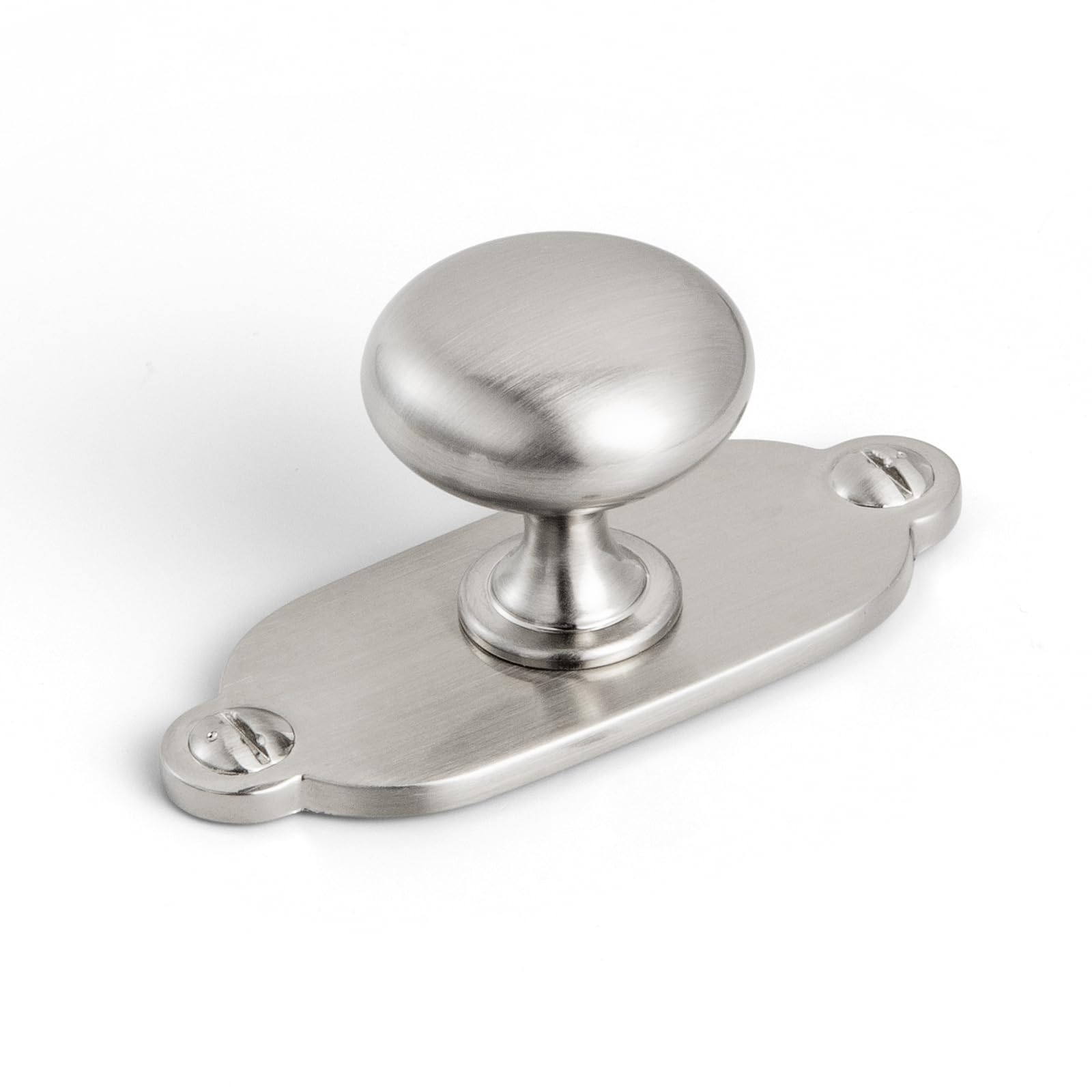 Goo-Ki Brushed Satin Nickel Zinc Alloy Cabinet Large Knob with Backplate - Single Hole Center Cabinet Pull Hardware for Bedroom, Kitchen, 12 Pack（8611-G013）