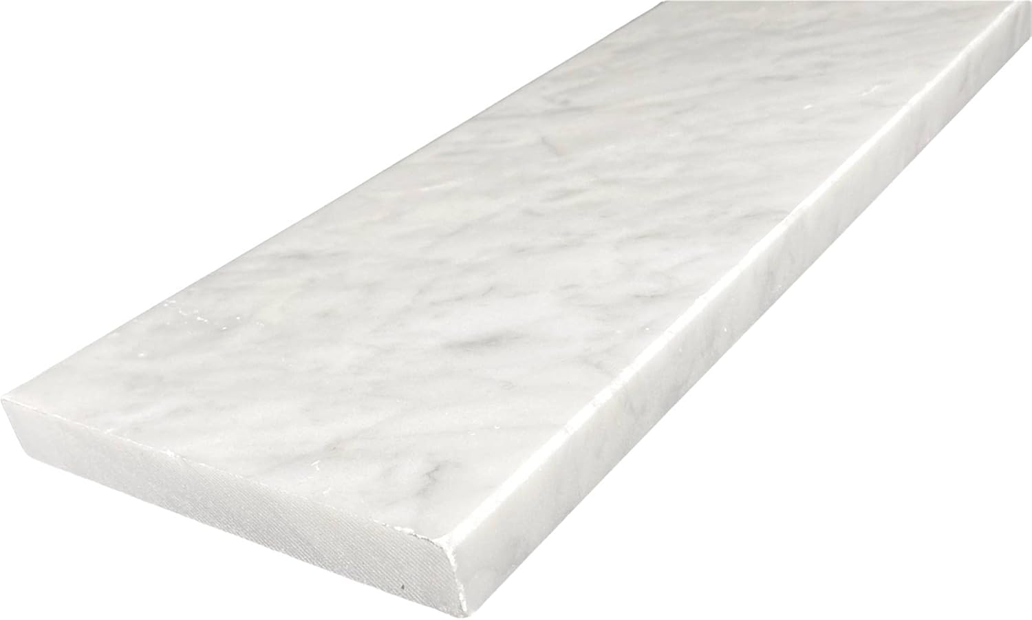 Tenedos Carrara Marble Water Resistant Shower Curb Tile Long Sides