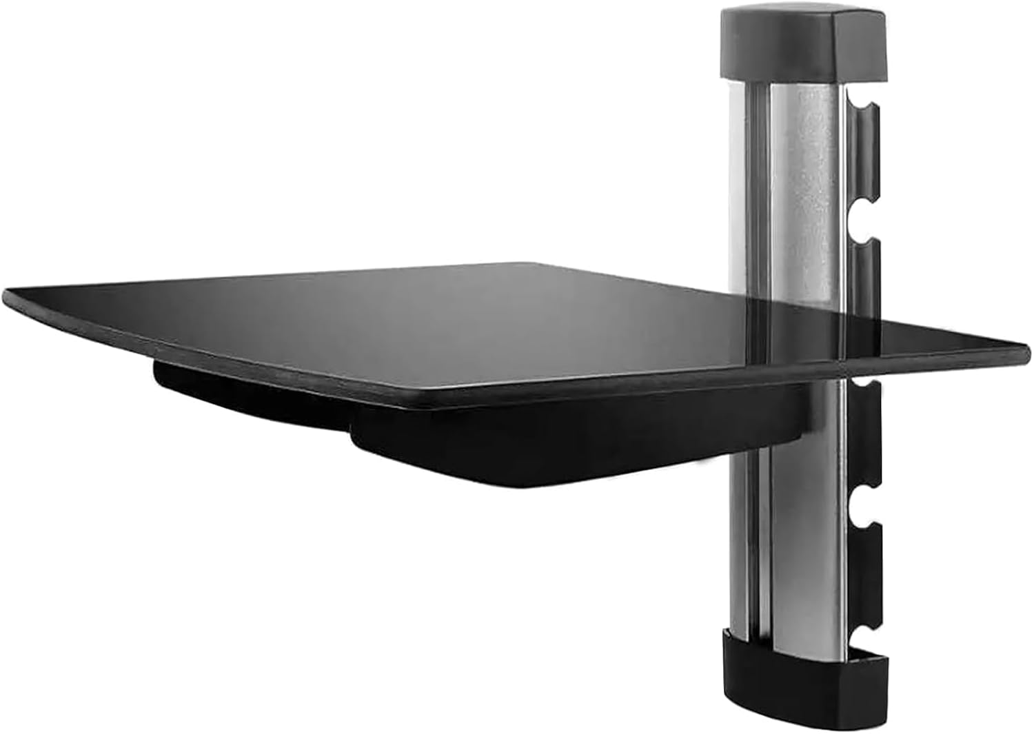 1 Tier Silver Floating Shelf, Tempered Glass Floating Shelf Wall