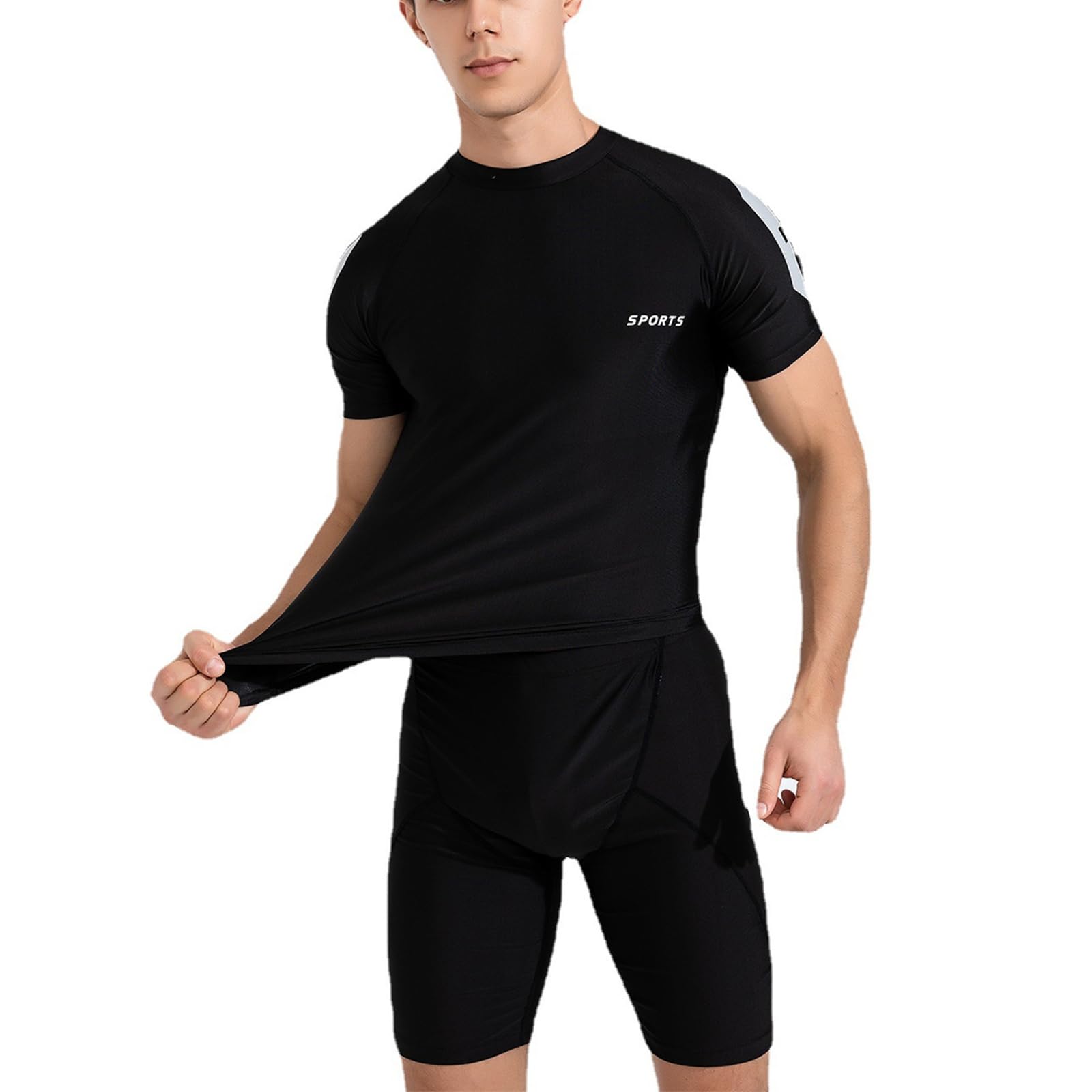 Ulmani Men's 3E Printed Swimming Costume Swim Trunks Set Split Swimsuit Diving Suit Surfing Two-Piece Sports Suit