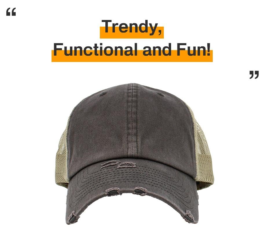 Image of KBETHOS Vintage Washed Distressed Cotton Dad Hat Baseball Cap Adjustable Polo Trucker Unisex Style Headwear