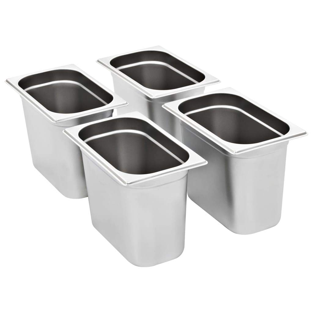 Gastronorm Contenitori 4 pz GN 1/4 200 mm Acciaio Inox Vapore Tegame da Tavolo