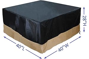 Heavy Duty 40 Inch Black/Beige Fire Pit Cover