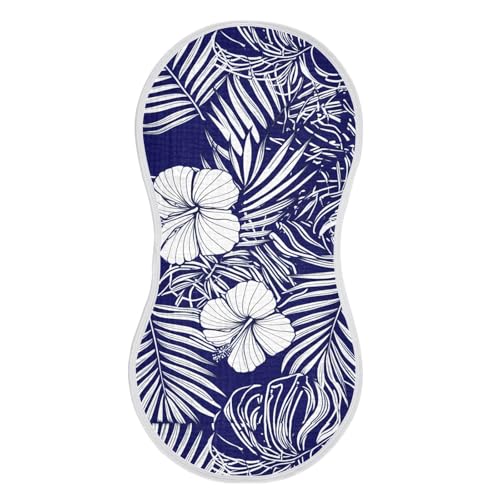 Hibiscus Minimalist Dark Blue Burp Cloths for Babies Burp Rag Cotton Spit Up Rag for Newborn Baby Infant2