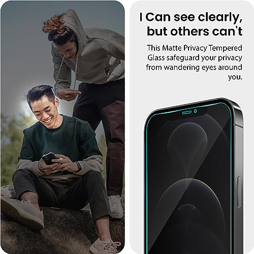 Image of ArmourPro Matte Privacy Tempered Glass for iPhone 12 Pro Max, Anti-Spy Anti-Glare Screen Protector, Edge-to-Edge Full Coverage, 9H Anti Scratch, Smooth Touch, Easy Installation Kit with Cable Protector
