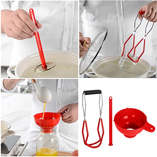 Zzlzx CEWMCFML-R1S Canning Essentials Kit Zzlzx 1Set Red Wide Mouth Canning Funnel Magnetic Lid Wand Canning Tong Kit thumb #2