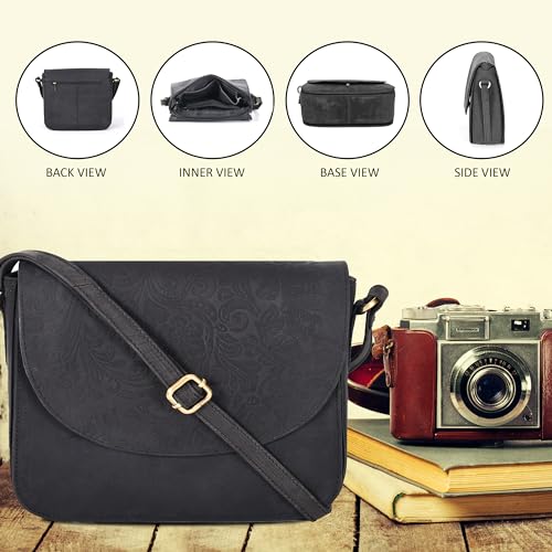 Image of Genuine Leather Shoulder Crossbody Purse For Women with Adjustable Strap, Mobile Pocket & Outside & Inside Zipper