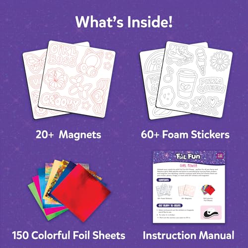 Image of Skillmatics Foil Fun Girl Power, Foil Art & Craft Activity, Gift for Tweens | Mess-Free Activity, 20+ Magnets & 60+ Stickers, Travel, Screen-Free Fun, Party Favor for Kids, Teens (Ages 7-13)
