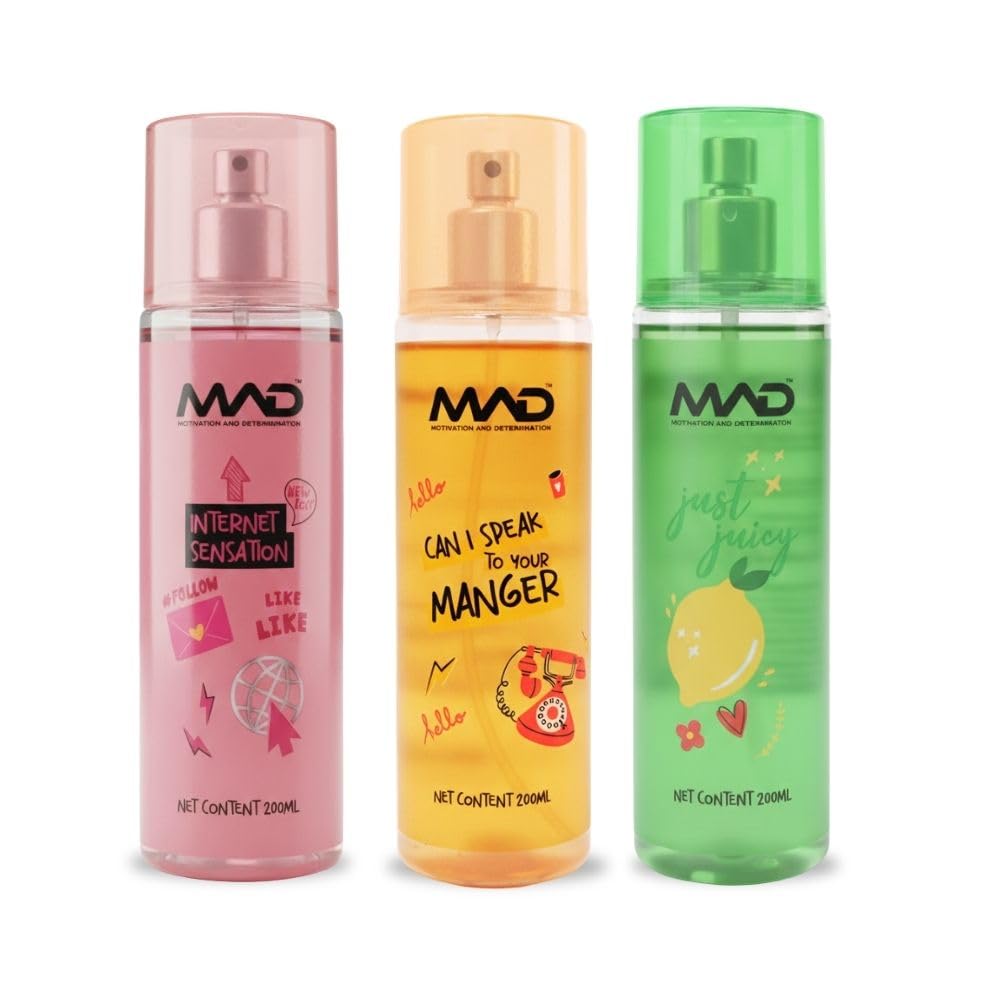 MAD Body Mist Combo Pack of 3 | Long Lasting Fresh Fragrance | Perfume Spray for Men & Women | Travel Friendly Body Spray Set-image-38