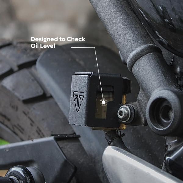 Image of Rear Resevoir Guard | Rear Brake Oil Container Cover Compatible with Triumph Speed 400 | speed T4 | Scrambler 400X | Scrambler 400XC (Black, Pack of 1)