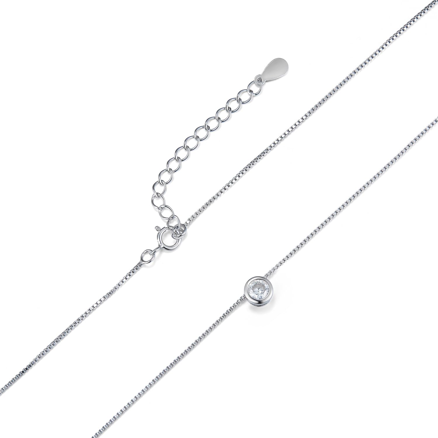 Schöner-SD Collana in argento 925 con ciondolo con zirconi solitari, piccola