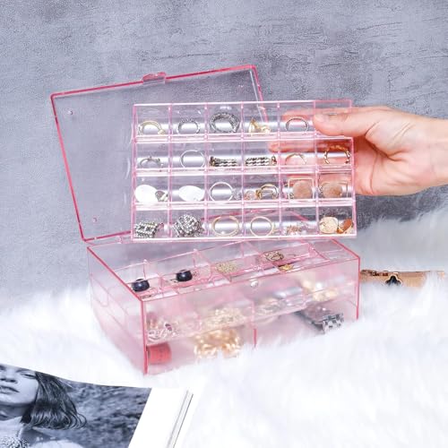 Image of House of Quirk 3 Layer Acrylic Storage Box Multi-Layer Jewelry Organizer Makeup Box Large Dustproof Trays Large Space Women Jewelry Storage Boxes (Brown)