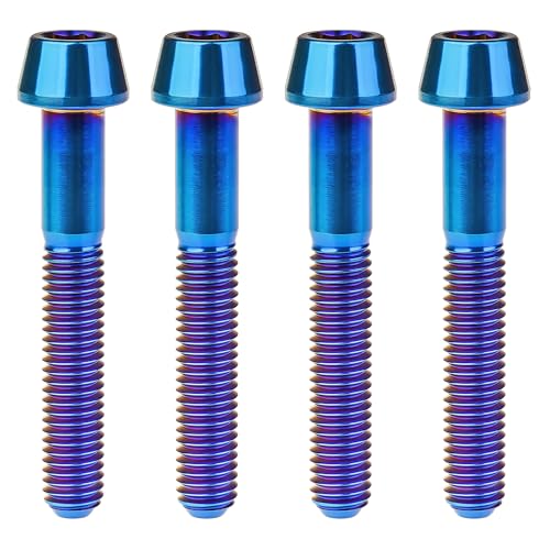 Image of Titanium Ti Bolt M5x9 16 18 20 25 30 35 40 45 50 55 60mm Tapered Head Screws Pack of 4 (M5x35mm, Burnt Blue)