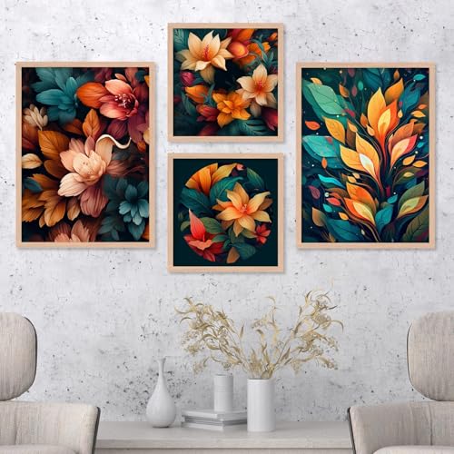 Image of kotart Aesthetic Modern Wall Decor Paintings with Frame for Home Decoration - Painting for Living Room Bedroom - Painting for Wall Decoration Set of 4 (Art 8, Big (13x17 or 13x13 inch))