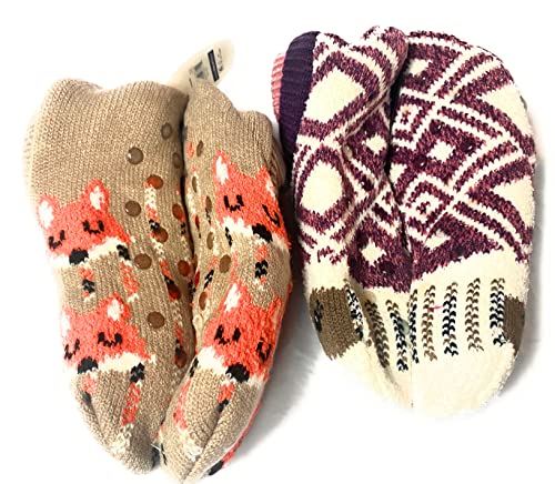 3 Pack fuzzy Fun Slipper Socks Women's Shoe Size 4-10 ~ Safety Dots Non-Slip Grippers4