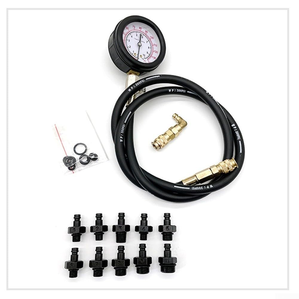 Set di manometro dell'olio per auto, 13 pezzi, tester idraulico in acciaio ad alta resistenza con raccordi per tubi in rame, campo di misurazione 0-140 psi, per diagnosi di auto e camion