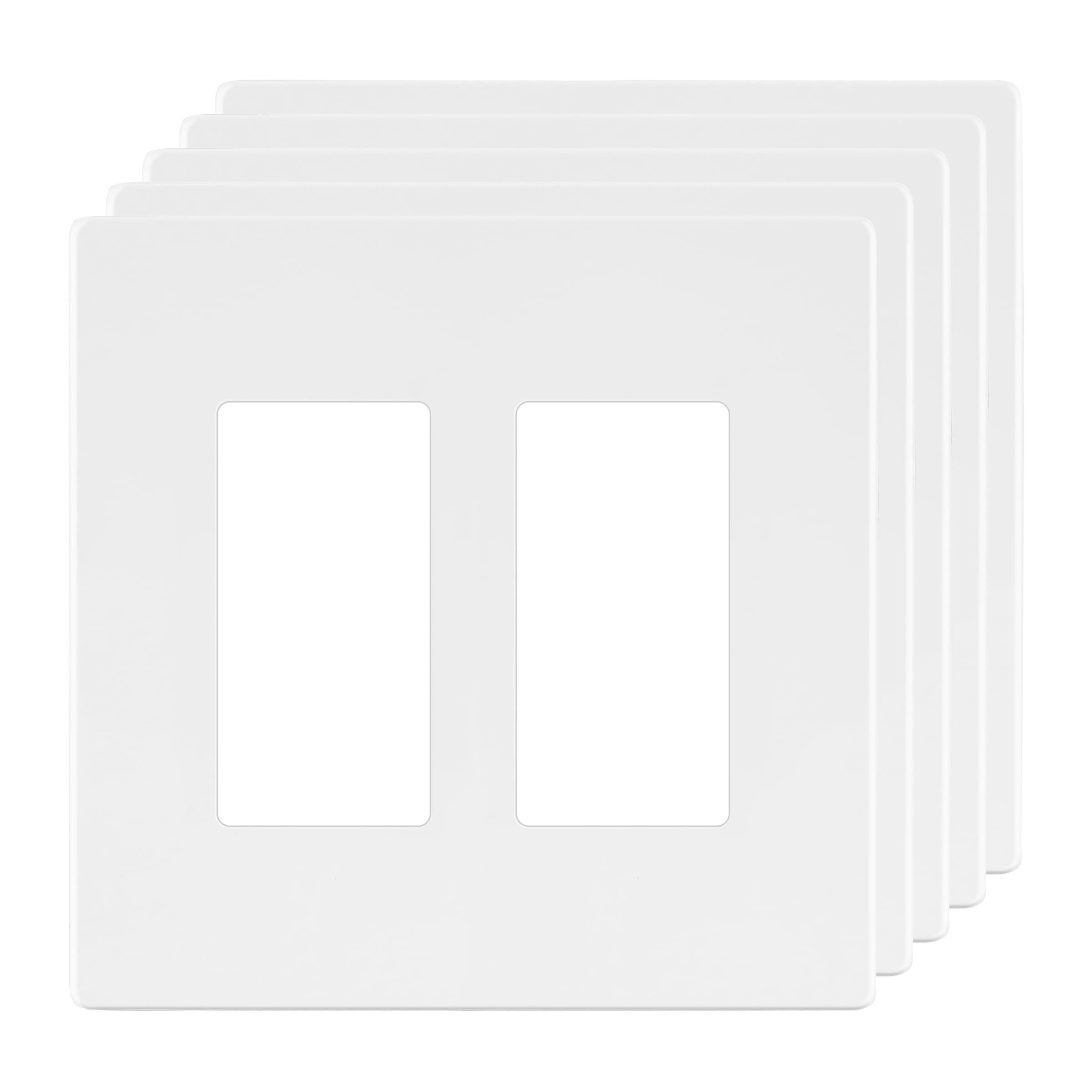 LIDER Double Decorator Switch Cover, Screwless Wall Plate, Mid-Size 2-Gang