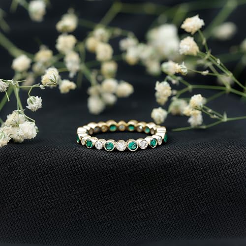 Certified Lab Grown Emerald Moissanite Full Eternity Ring, AAAA Quality, Emerald Wedding Anniversary Ring - Ideal For Gift2