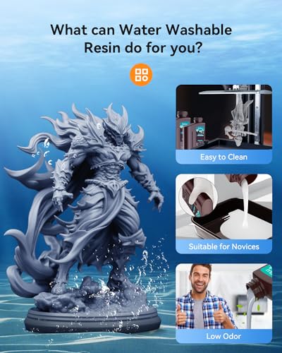 Image of SUNLU 3kg Water Washable 3D Printer Resin, Fast Curing Low Shrinkage, High Precision Photopolymer Resin for LCD /DLP /SLA Printers,395 to 405nm UV Resin, 3000g Dark Grey
