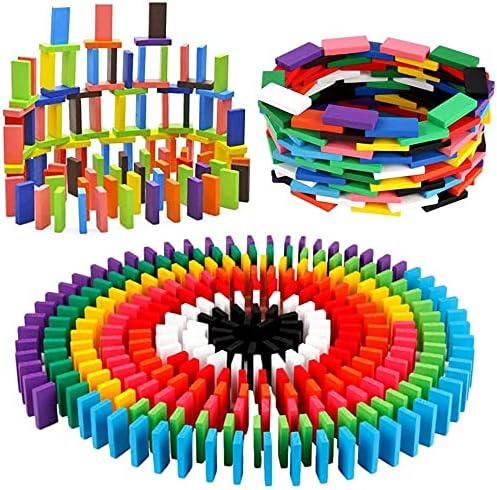 Alyasameen120/240/360/480/600 PCS Authentic Basswood Standard Wooden Kids Domino Rally Building and Stacking Kits Kids Game Play Racing Educational Toys for Children (480pcs)