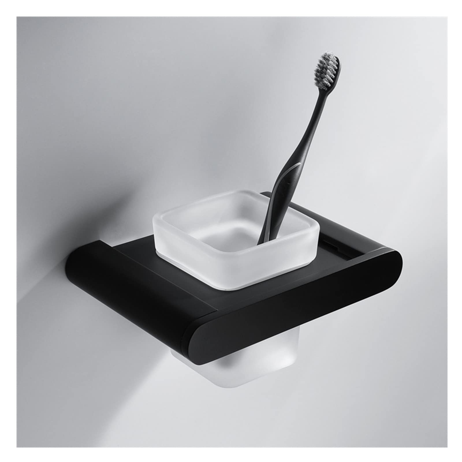 Porta Cepillo de Dientes, Pared Soporte Cepillo de Dientes Soltero, Cobre Eléctrico Estuche Cepillo Dientes, Organizador Baño para Hogar Hotel Negro