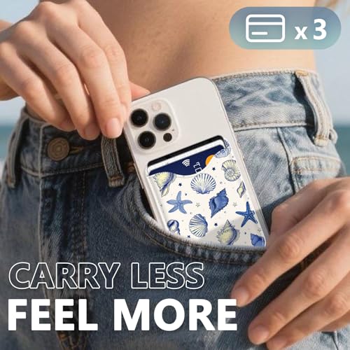Image of Tropical Magnetic Wallet Compatible with Magsafe Wallets for iPhone 17 /16 /15 /14 /13 /12 Series Pro Max Plus Cute Phone Conch Card Holder Fit 3 Cards for Women Lether Mag Safe Coastal Shells