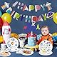 pekifaves Weltraum Partygeschirr Set, Astronaut Partyteller für 10 Gäste, Geburtstag Geschirr Kindergeburtstag, Einwegteller Pappbecher Servietten, Happy Birthday Partyzubehör für Junge Mädchen