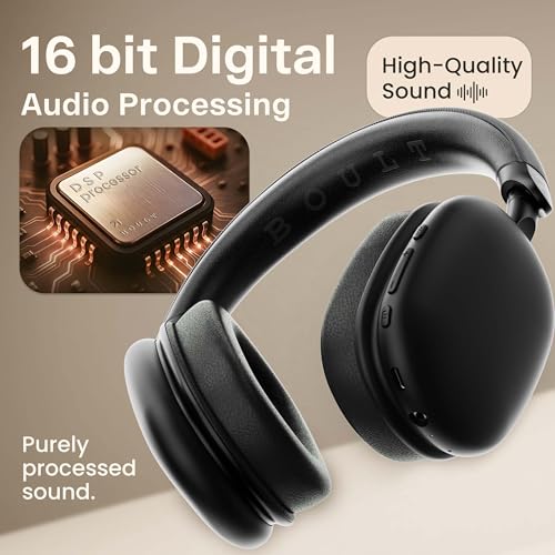Image of GOBOULT Fluid X Headphones Bluetooth Wireless 60H Playtime, 40mm Bass Driver, Zen ENC Mic, Type-C Charging, Gaming Mode, BTv 5.4, Headphones Wireless with mic (Black)
