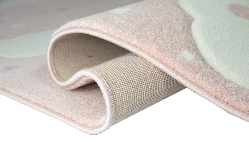 Merinos Tappeto per Asilo Tappeto per Gioco Nuvole in Rosa Größe 120 cm Rund