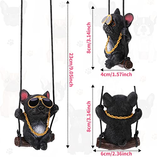 OOTSR Auto-Ornament, Bulldogge, niedliches Zubehör für Auto, Hund, Dekoration für Auto-Anhänger, Hund für Rückspiegel, mit Seil