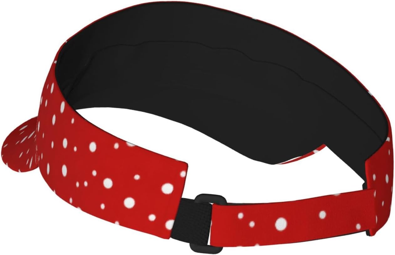 Red and White Polka Dots Print Foldable Sun Visor Hat Lightweight Adjustable Sun Visor Hat Outdoor Sports Cap for Adults