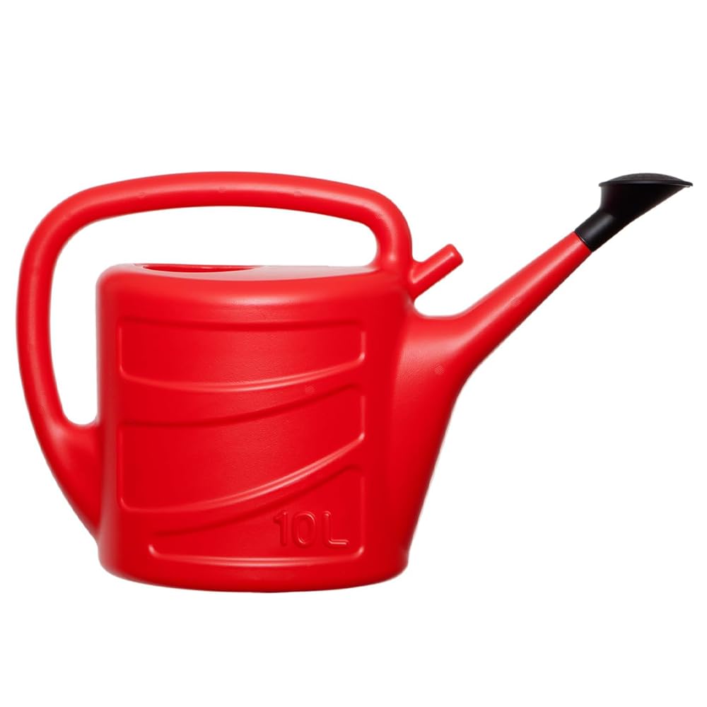 Karrma Ltd. Red Garden Watering Can With Rose Sprinkler 10 Litre High-Visibility Outdoor Plant Waterer - Heavy Duty 10L Capacity For Allotments & Large Gardens - Dual-Handle Design