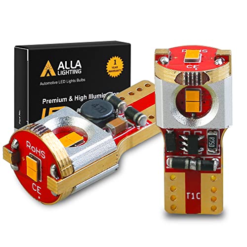 Foco LED T10 194 W5W para auto, amarillo ámbar miniatura 1