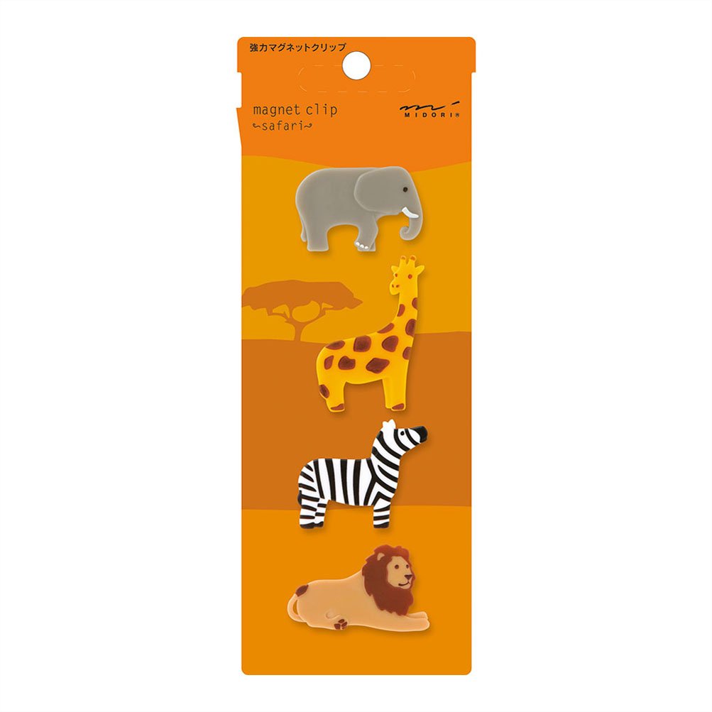 Midori 43325006 clips aimantés animaux de safari pour mémo