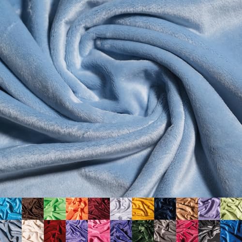 Ice Fabrics Solid Minky Fabric by The Yard - Soft Smooth and Luxury 58/60 Extra Wide Aqua Minky Fabric for Blankets Apparel Baby Accessories Throws Pillows & More - Light Blue - 1 Yard