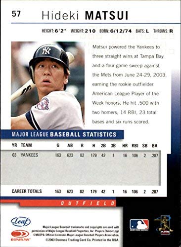 Amazon.com: 2004 Leaf #57 Hideki Matsui MLB Baseball Trading Card