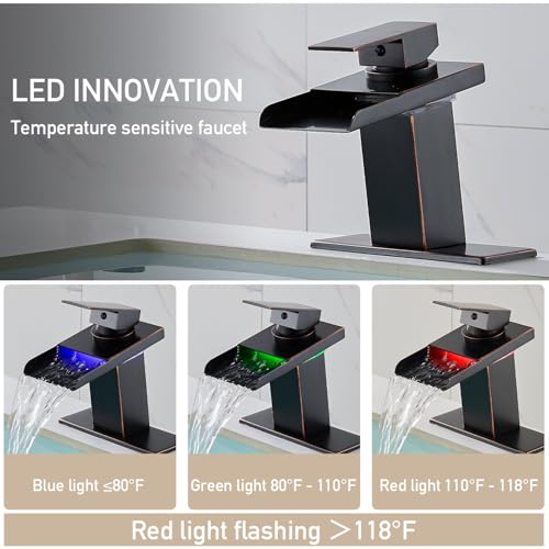 Image of AVSIILE LED Bathroom Sink Faucet, Oil Rubbed Bronze, Stainless Steel Spout