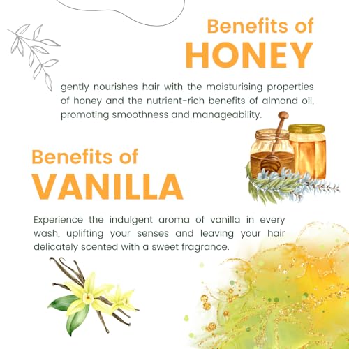 Image of Khadi Natural Honey, Vanilla & Almond Shampoo | Deep Nourishment & Smoothness | Khadi Herbal Shampoo | Sulfate, SLS & Paraben Free | Khadi Natural Shampoo for Men & Women - 420 ml