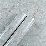MULLSAN 24''x118'' Ice Silk Jade Marble Look Paper Granite Wallpaper Peel and Stick for Countertop...