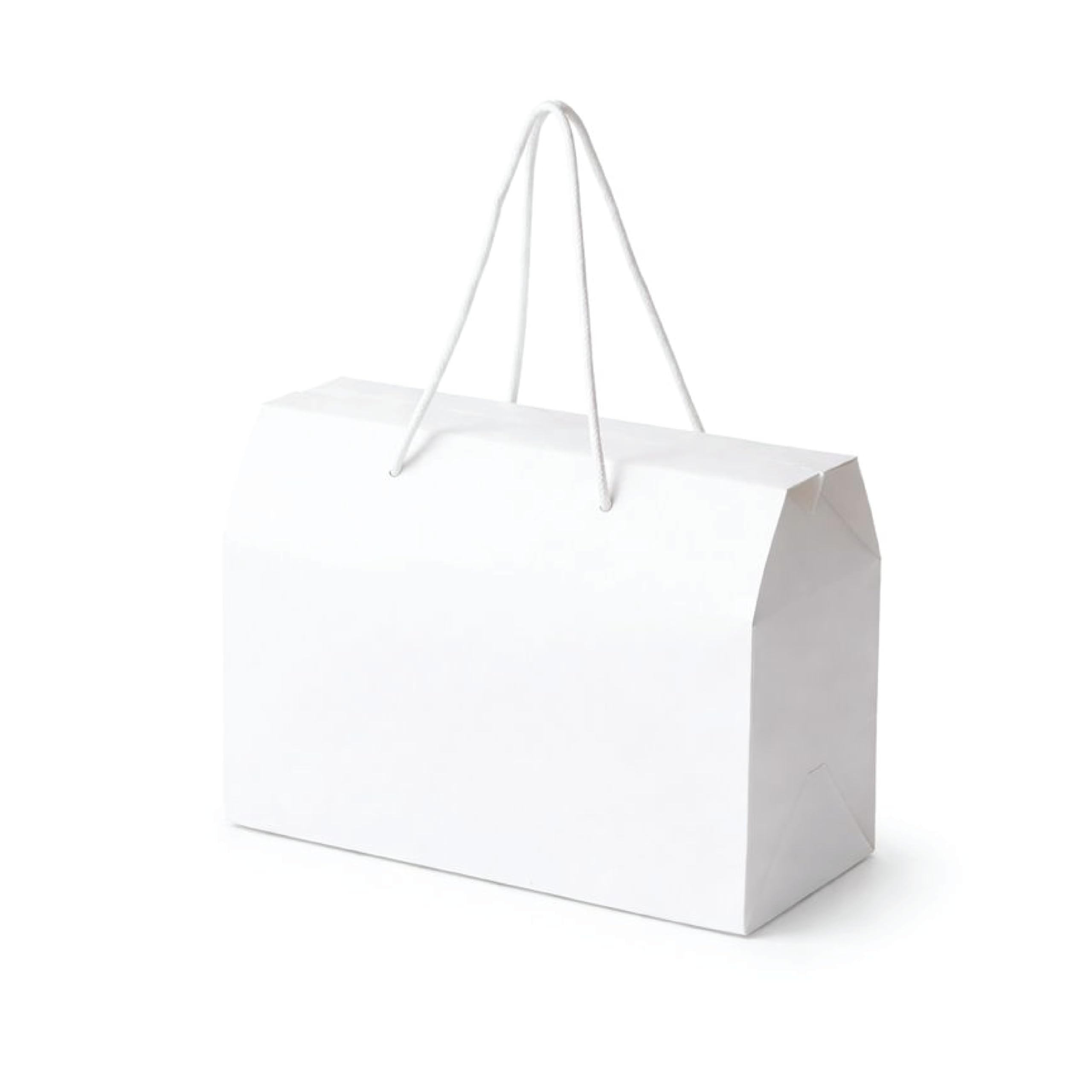 REDDOTGIFT 10-Packed H14.5 * 12 * 9CM Small White DIY Flat Gift Boxes With Handle Made By 350Gram Thickness White Art Paper For Sweets, Gifts