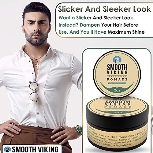 Pomade for Men - Hair Pomade with Medium Hold & High Shine (2 Ounces) - Water Based Pomade for Men for Straight, Thick and Curly Hair